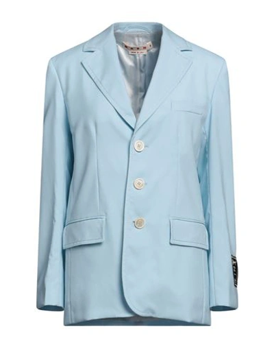 Marni Woman Blazer Sky Blue Size 6 Virgin Wool