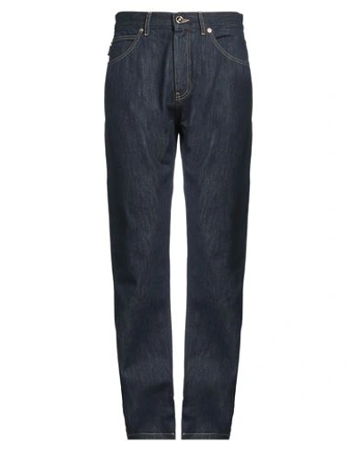 Versace Man Jeans Blue Size 34 Cotton, Calfskin