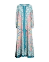 Etro Pink And Liht-blue Paisley Maxi-dress In Cotton Blend Woman In Green