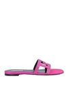 VERSACE VERSACE WOMAN SANDALS MAGENTA SIZE 8 LEATHER