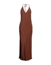 Lardini Woman Maxi Dress Brown Size 8 Acetate, Silk