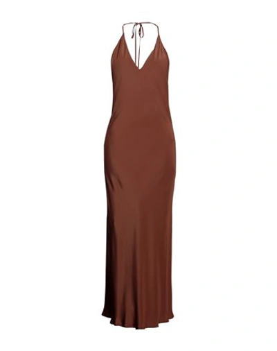 Lardini Woman Maxi Dress Brown Size 6 Acetate, Silk