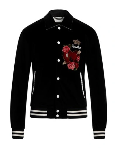 Dolce & Gabbana Man Jacket Black Size 36 Cotton, Elastane, Brass, Viscose, Glass