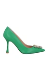 Fratelli Russo Woman Pumps Green Size 11 Leather