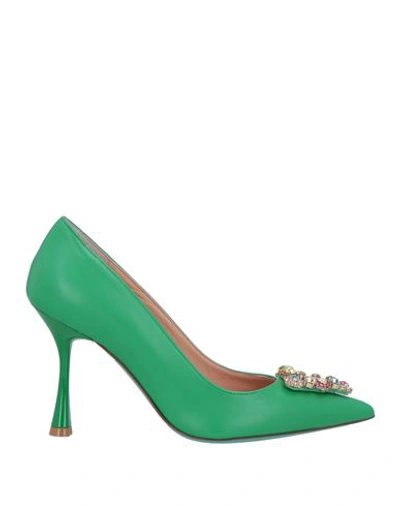 Fratelli Russo Woman Pumps Green Size 11 Leather