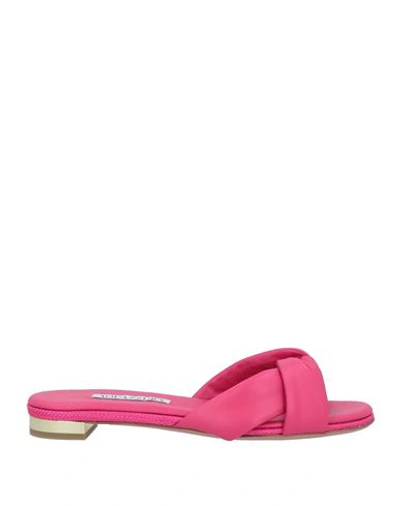 Aquazzura Woman Sandals Fuchsia Size 7 Soft Leather In Pink