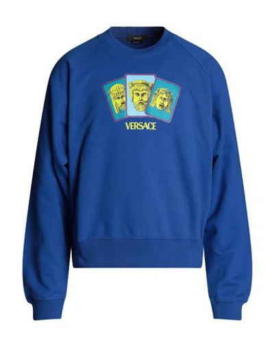 Versace Man Sweatshirt Bright Blue Size L Cotton