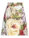 Dolce & Gabbana Woman Mini Skirt Sage Green Size 2 Cotton, Viscose, Metallic Polyester In Sage Green