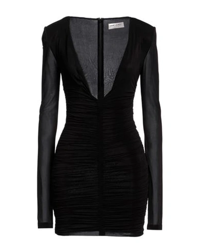 Saint Laurent Woman Mini Dress Black Size 4 Cupro, Elastane