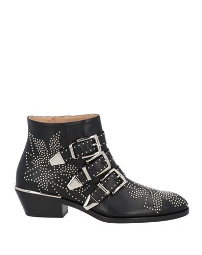 Chloé Women Black Embellished Susanna Ankle Boots, 8.5 Luxury Boots For Women Darveys