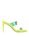 Christian Louboutin Woman Sandals Acid Green Size 8 Thermoplastic Polyurethane, Soft Leather, Tencel