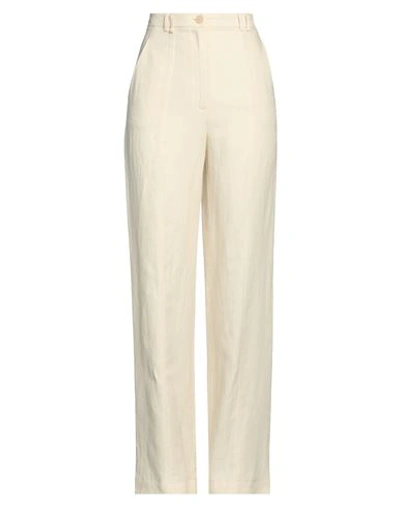 Patrizia Pepe Woman Pants Ivory Size 8 Viscose, Linen In White