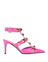 Valentino Garavani Woman Pumps Fuchsia Size 7.5 Soft Leather In Pink