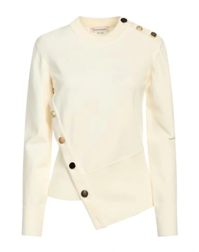 Alexander Mcqueen Woman Sweater Cream Size M Wool, Polyamide, Elastane In White