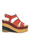 Ferragamo High Wedge-heel Espadrilles In Red