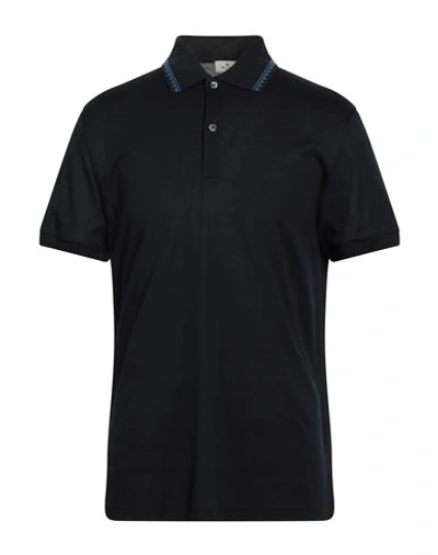 Etro Man Polo Shirt Midnight Blue Size L Cotton