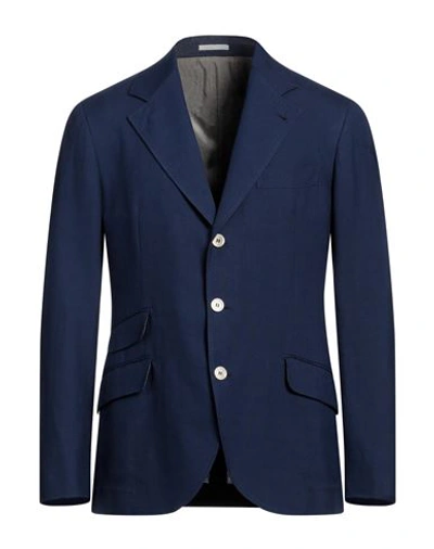 Brunello Cucinelli Man Blazer Blue Size 40 Linen, Wool