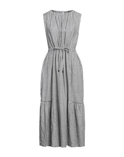 Peserico Easy Woman Midi Dress Lead Size 6 Linen In Grey
