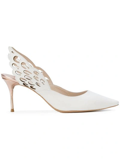 Sophia Webster Angelo 70mm Slingback Pumps - 白色 In White/rose Gold