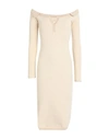 Jacquemus Woman Midi Dress Beige Size 6 Cotton, Elastane