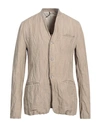 Masnada Man Blazer Beige Size 42 Cotton, Linen, Metallic Fiber In Beige