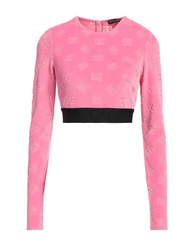 Dolce & Gabbana Woman T-shirt Fuchsia Size 4 Cotton, Polyester, Elastane, Polyamide In Pink