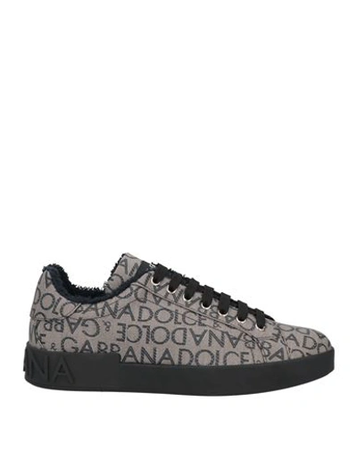 Dolce & Gabbana Man Sneakers Khaki Size 8 Cotton, Polyurethane, Polyester In Beige