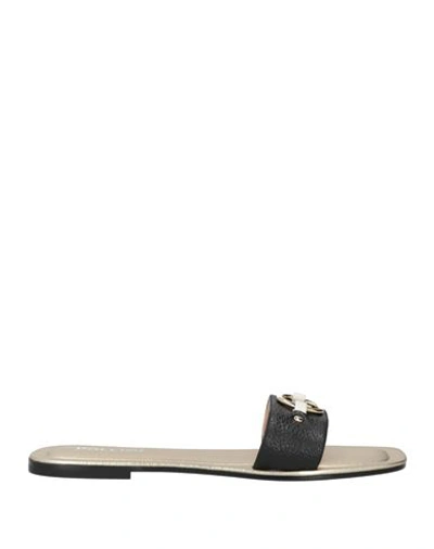 Pollini Woman Sandals Black Size 11 Calfskin