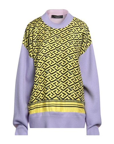 Versace Woman Sweater Yellow Size 14 Wool, Silk