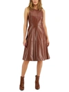 INC WOMENS FAUX LEATHER SLEEVELESS FIT & FLARE DRESS