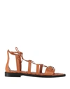 Baldinini Woman Sandals Tan Size 10 Leather In Brown