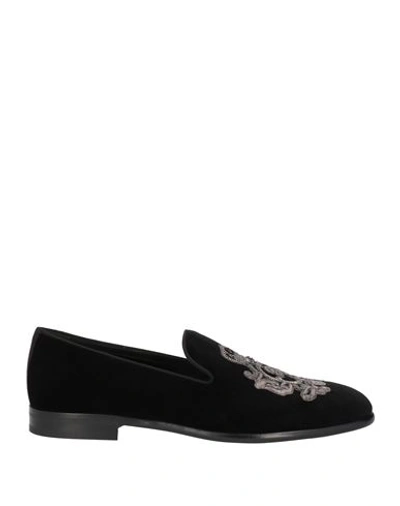 Dolce & Gabbana Man Loafers Black Size 8.5 Viscose, Cotton