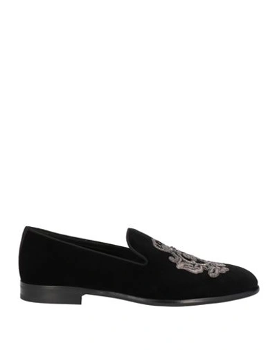 Dolce & Gabbana Embroidered Velvet Loafers In Black