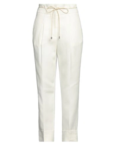 Peserico Woman Pants White Size 16 Linen