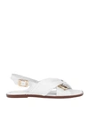 Baldinini Woman Sandals White Size 10 Leather In White