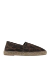 TOM FORD TOM FORD MAN ESPADRILLES DARK BROWN SIZE 9 SOFT LEATHER, TEXTILE FIBERS