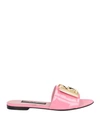 Dolce & Gabbana Patent Leather Sliders With Dg Logo In Pink