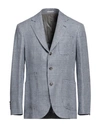Brunello Cucinelli Man Blazer Slate Blue Size 38 Linen, Wool, Silk In Navy Blue