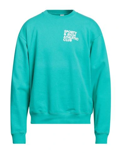 Sporty And Rich Sporty & Rich Man Sweatshirt Turquoise Size M Cotton In Blue