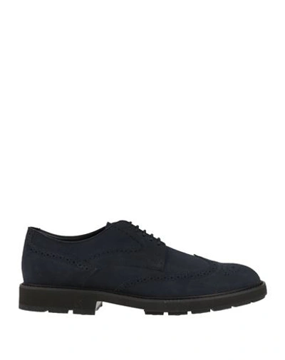 Tod's Man Lace-up Shoes Midnight Blue Size 11 Leather