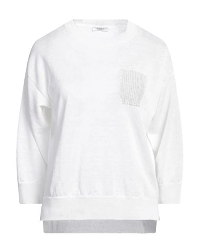 Peserico Woman Sweater Off White Size 12 Metallic Fiber, Linen, Cotton