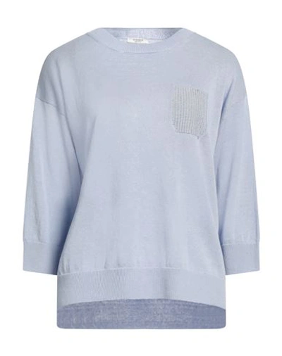 Peserico Woman Sweater Sky Blue Size 10 Metallic Fiber, Linen, Cotton