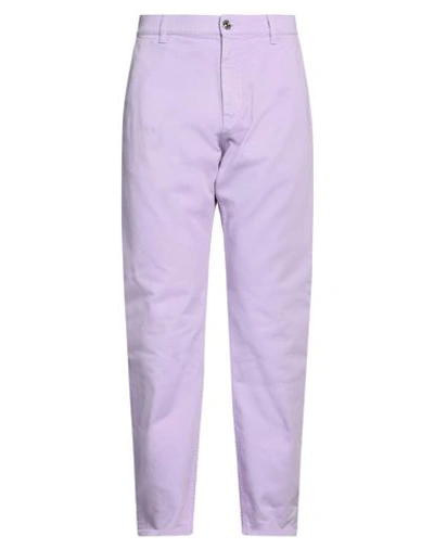 Versace Man Denim Pants Light Purple Size 34 Cotton