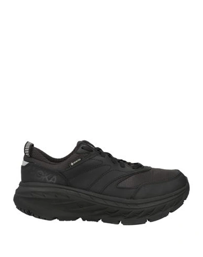 Hoka One One Woman Sneakers Black Size 5 Leather, Textile Fibers