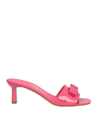Ferragamo Woman Sandals Magenta Size 9.5 Calfskin