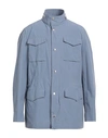 Brunello Cucinelli Man Jacket Light Blue Size 42 Polyester, Polyamide