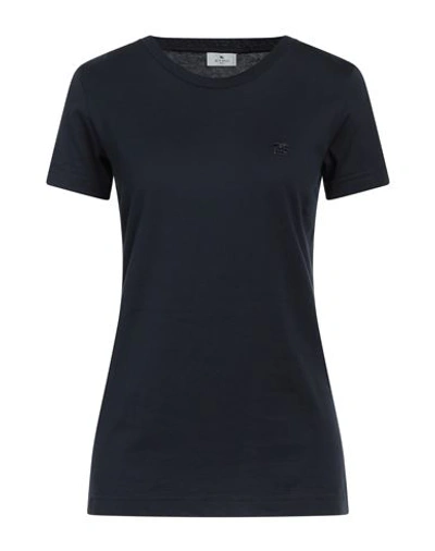 Etro Woman T-shirt Navy Blue Size L Cotton