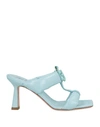 FABI FABI WOMAN SANDALS SKY BLUE SIZE 7 LEATHER