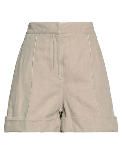 Brunello Cucinelli Woman Shorts & Bermuda Shorts Sand Size 6 Cotton, Linen, Brass In Beige