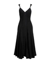 120% Lino Woman Midi Dress Black Size 8 Linen